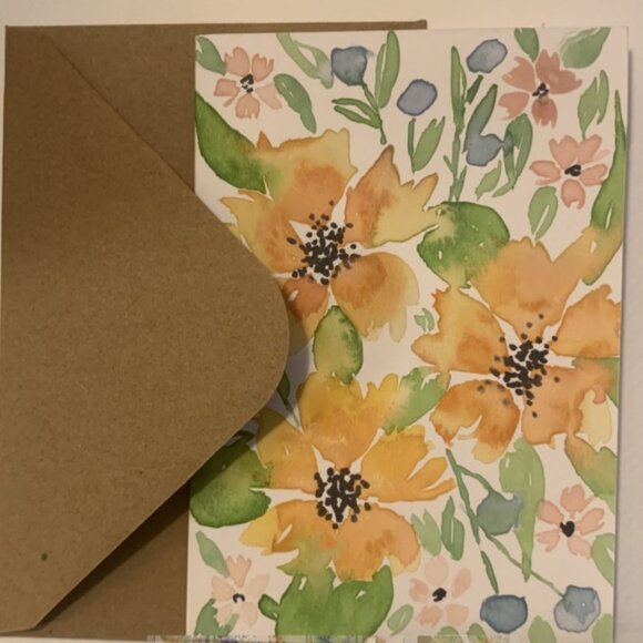 Four Floral Watercolor Cards with Envelope (sku 001) - Picture 8 of 8